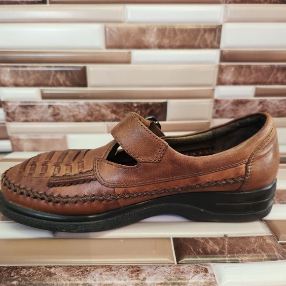 Dr. Scholls Shoes Womens 6.5 Brown Leather Loafers Adjustable Buckle - Picture 6 of 11